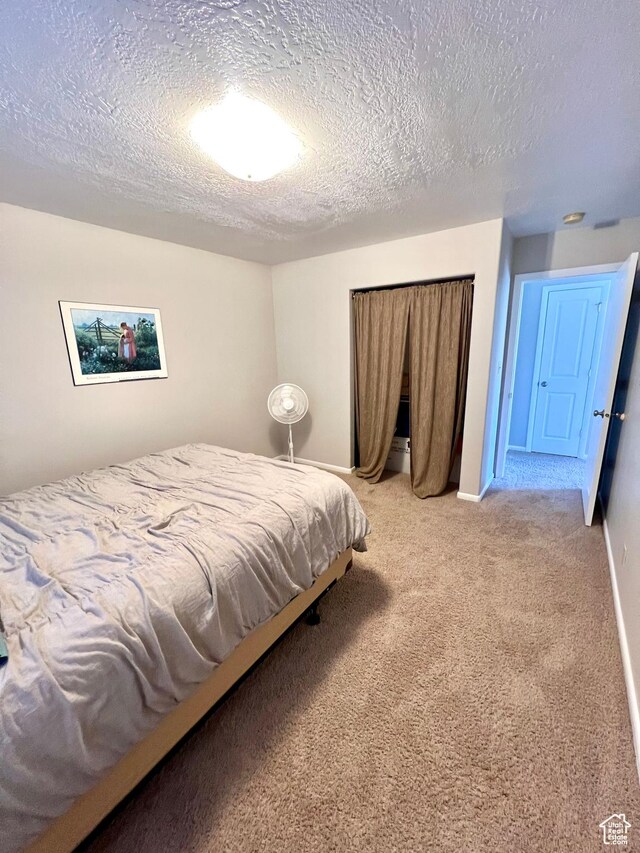 1942 N Sevier Valley Canal Rd, Richfield, UT 84701 - carpeted bedroom featuring a textured ceiling and baseboards