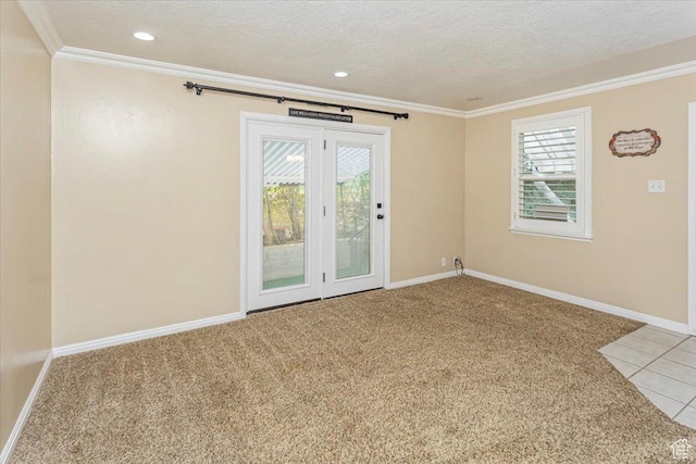 965 E 39th St S, South Ogden, UT 84403 - carpeted spare room with crown molding, baseboards, a textured ceiling, and recessed lighting