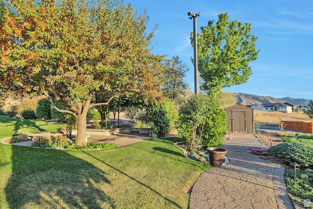 1040 E Canyon Rd, Hyde Park, UT 84318 - view of yard with a storage shed and a mountain view