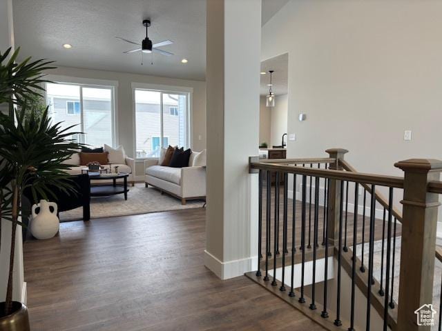 584 N 510 E, Smithfield, UT 84335 - corridor with recessed lighting, baseboards, an upstairs landing, and wood finished floors