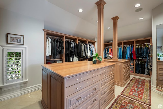 5678 E Twin Creek Rd, Emigration Canyon, UT 84108 - spacious closet featuring ornate columns and light tile patterned floors