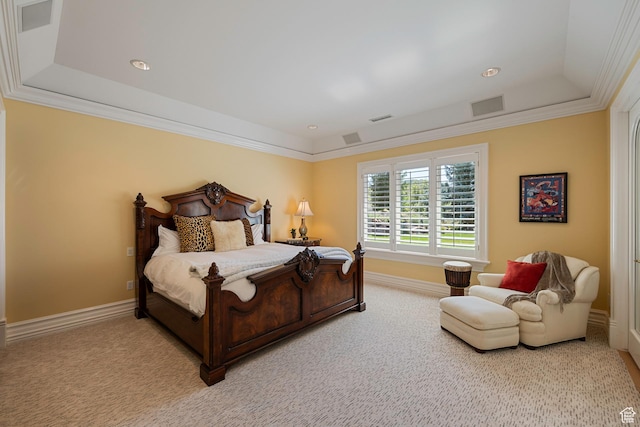 5678 E Twin Creek Rd, Emigration Canyon, UT 84108 - carpeted bedroom featuring a tray ceiling, ornamental molding, and baseboards