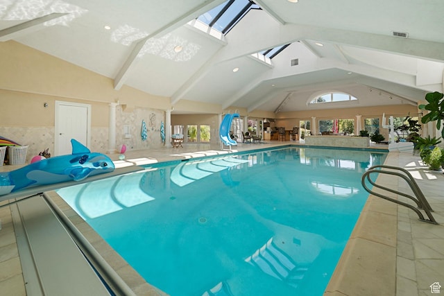 5678 E Twin Creek Rd, Emigration Canyon, UT 84108 - indoor pool featuring a skylight