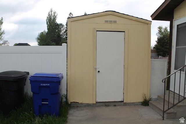 view of shed featuring entry steps