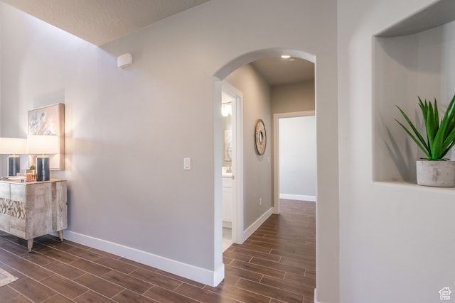 278 N 2020 W, Hurricane, UT 84737 - hall featuring a textured ceiling and dark hardwood / wood-style flooring