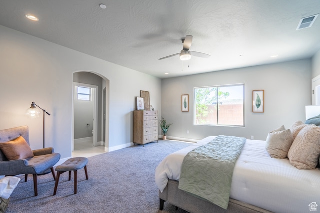 278 N 2020 W, Hurricane, UT 84737 - bedroom featuring a textured ceiling, light colored carpet, and ceiling fan