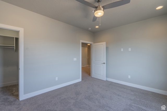 278 N 2020 W, Hurricane, UT 84737 - unfurnished bedroom with a closet, ceiling fan, carpet floors, and a walk in closet