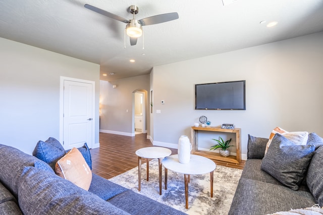 278 N 2020 W, Hurricane, UT 84737 - living room featuring hardwood / wood-style floors and ceiling fan