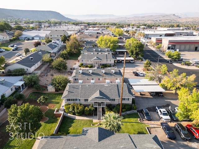 aerial view with a mountain view