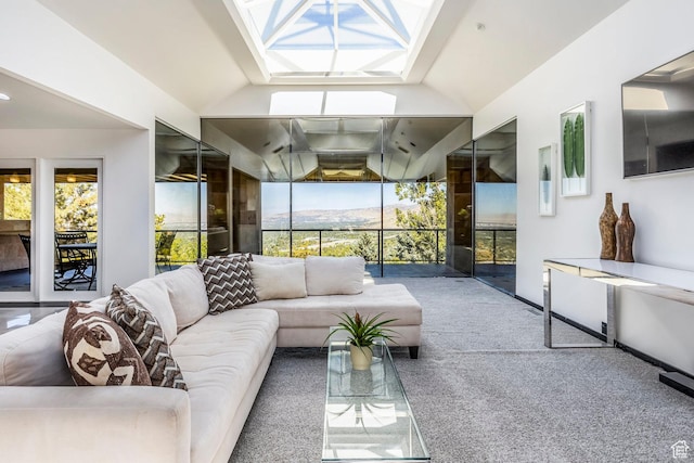 3809 E Thousand Oaks Cir, Salt Lake City, UT 84124 - carpeted living area featuring lofted ceiling and a skylight