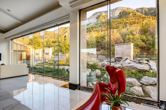 3809 E Thousand Oaks Cir, Salt Lake City, UT 84124 - doorway to outside with a mountain view and tile patterned floors