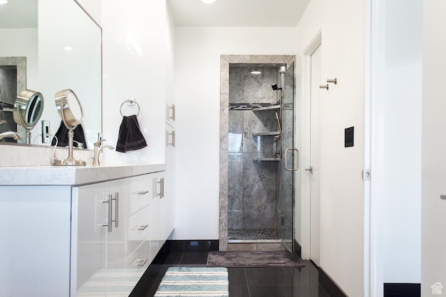 3809 E Thousand Oaks Cir, Salt Lake City, UT 84124 - full bathroom with vanity, a shower stall, and tile patterned flooring