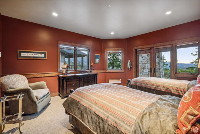 75 Hidden Oaks Ln, Park City, UT 84060 - carpeted bedroom with recessed lighting and french doors