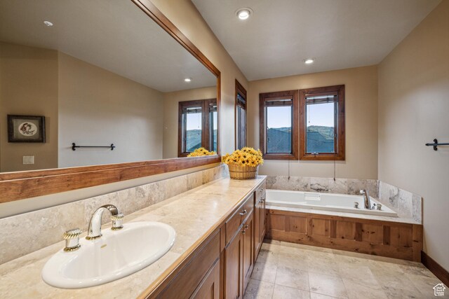 75 Hidden Oaks Ln, Park City, UT 84060 - bathroom with vanity, recessed lighting, and a bath