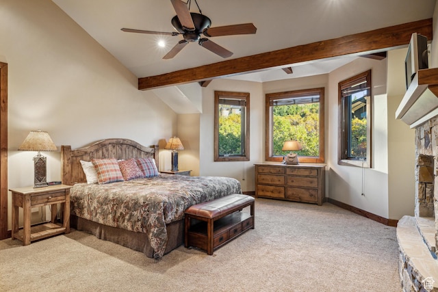 75 Hidden Oaks Ln, Park City, UT 84060 - carpeted bedroom featuring a ceiling fan, beam ceiling, and baseboards