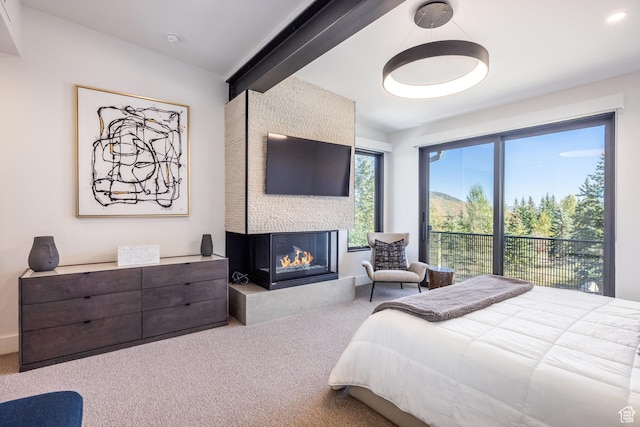 3576 Ridgeline Dr Unit 14-C, Park City, UT 84098 - bedroom featuring carpet floors and a multi sided fireplace