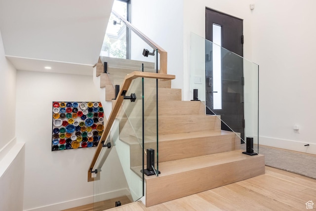 3576 Ridgeline Dr Unit 14-C, Park City, UT 84098 - stairway with wood finished floors and baseboards