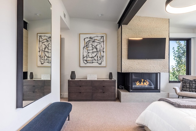 3576 Ridgeline Dr Unit 14-C, Park City, UT 84098 - bedroom featuring carpet flooring and a glass covered fireplace