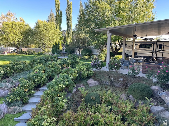 2662 N 1550 W, Pleasant Grove, UT 84062 - view of yard featuring ceiling fan and a patio