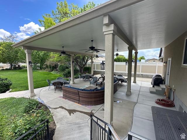 2662 N 1550 W, Pleasant Grove, UT 84062 - view of patio with outdoor dining area and a ceiling fan