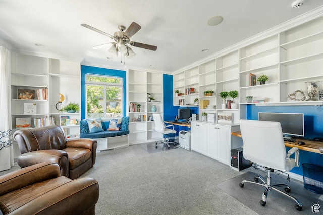 2662 N 1550 W, Pleasant Grove, UT 84062 - office space with built in study area, built in features, ceiling fan, and crown molding