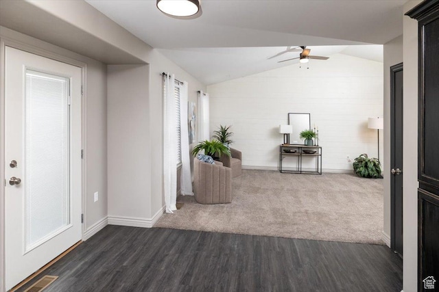 783 W 900 S, Tremonton, UT 84337 - interior space with dark wood finished floors, visible vents, baseboards, and vaulted ceiling