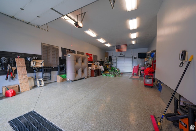 garage with a garage door opener