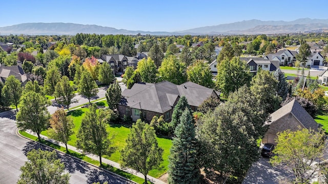 bird's eye view with a mountain view and a residential view