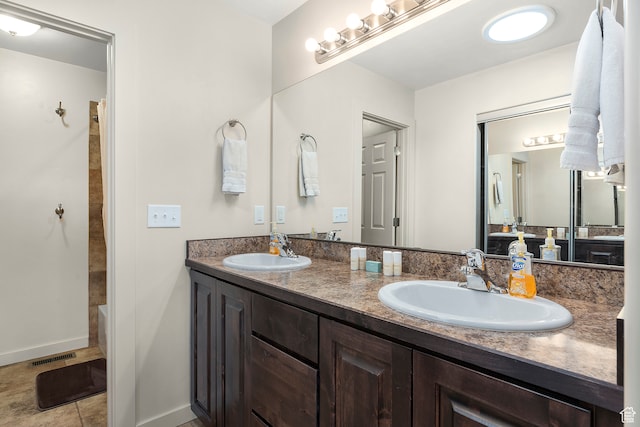 3862 Desert Willow Cir Unit A8, Moab, UT 84532 - bathroom featuring shower / tub combo, tile patterned flooring, and vanity