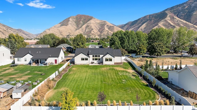 property view of mountains with a residential view