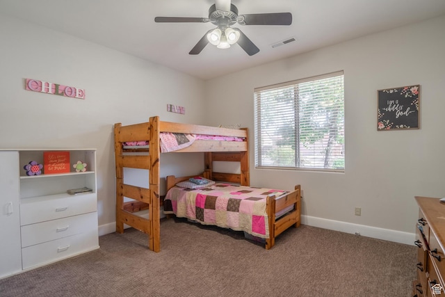2042 Westcliff Dr, St George, UT 84790 - bedroom with baseboards, a ceiling fan, visible vents, and carpet
