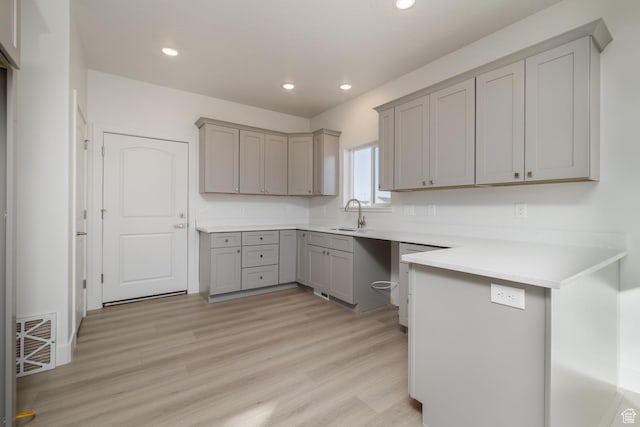 462 E 1035 S, Roosevelt, UT 84066 - kitchen featuring light hardwood / wood-style floors, sink, and gray cabinetry