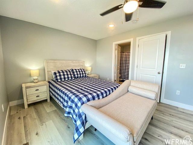 942 N Newberg Dr Unit 2, Garden City, UT 84028 - bedroom with recessed lighting, light wood finished floors, baseboards, and ceiling fan