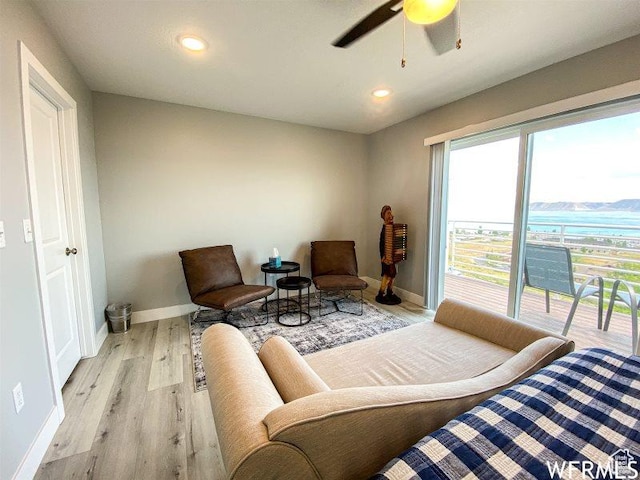 942 N Newberg Dr Unit 2, Garden City, UT 84028 - bedroom with recessed lighting, ceiling fan, baseboards, and light wood-type flooring