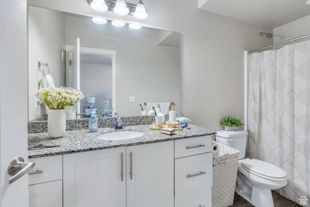 548 E 300 N, Vineyard, UT 84059 - full bath with wood finished floors, toilet, a shower with shower curtain, and vanity