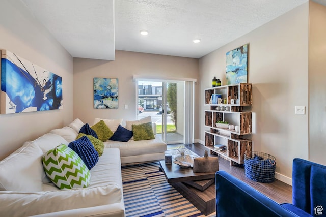 265 N 670 E, Vineyard, UT 84059 - living area with baseboards, recessed lighting, wood finished floors, and a textured ceiling