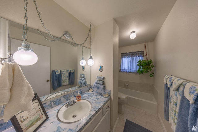 27 E Monticello Dr S, Kaysville, UT 84037 - bathroom featuring a washtub, toilet, vanity, and tile patterned floors