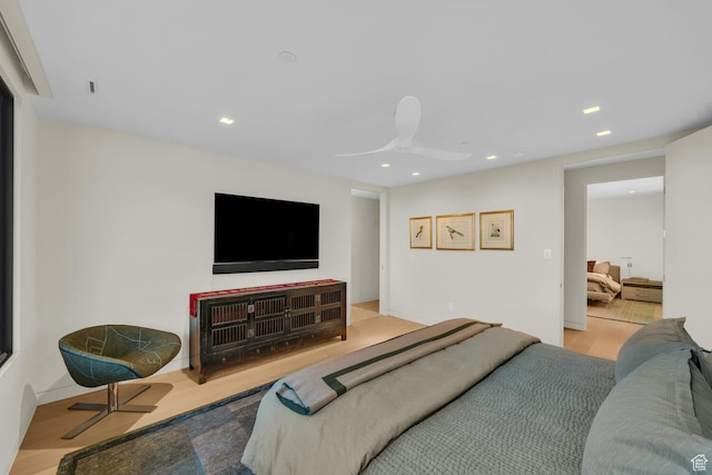 973 W Sipala Trl, Ivins, UT 84738 - bedroom with ceiling fan and light wood-type flooring