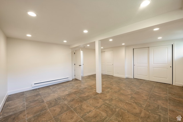 basement with a baseboard radiator
