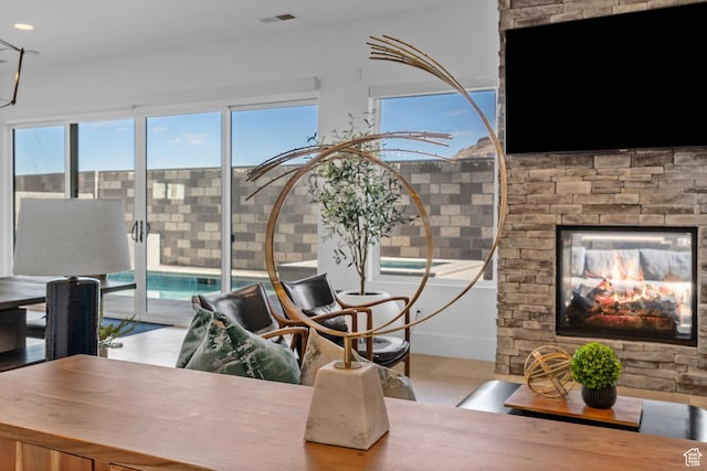 3617 S Cypress Point Rd, Hurricane, UT 84737 - interior space with a stone fireplace