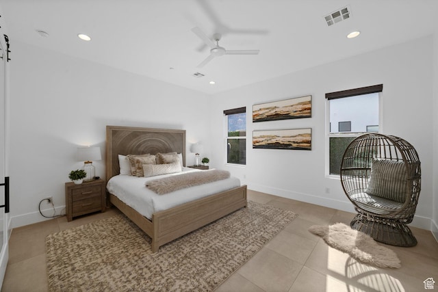 3617 S Cypress Point Rd, Hurricane, UT 84737 - bedroom featuring light tile patterned flooring and ceiling fan