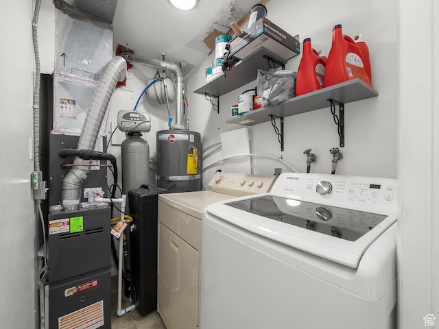 435 E 790 S Unit 8, Pleasant Grove, UT 84062 - clothes washing area featuring electric water heater, washing machine and clothes dryer, and laundry area