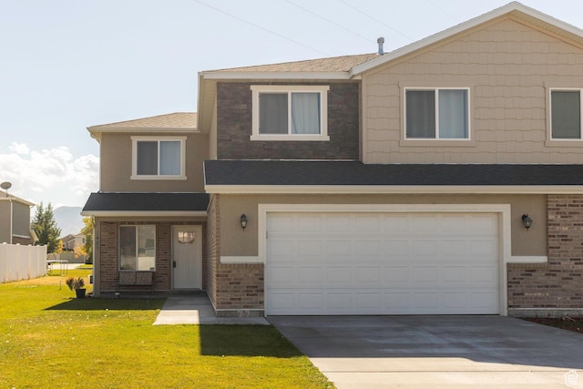 1485 W 350 N, Springville, UT 84663 - traditional-style house featuring brick siding, a front lawn, an attached garage, and driveway