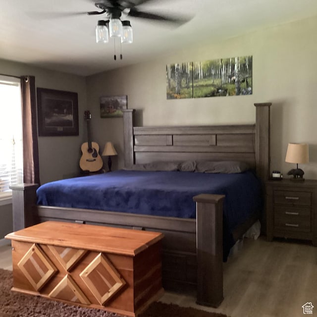 1528 E Valley View Dr, Manila, UT 84046 - bedroom featuring wood finished floors and ceiling fan