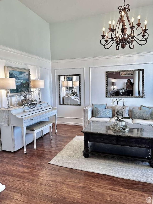 1350 E 600 S, Richfield, UT 84701 - living area featuring an inviting chandelier and dark wood-style floors
