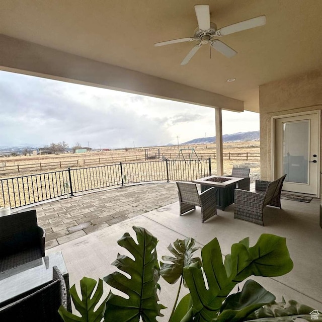 1350 E 600 S, Richfield, UT 84701 - view of patio featuring an outdoor fire pit, a rural view, and ceiling fan