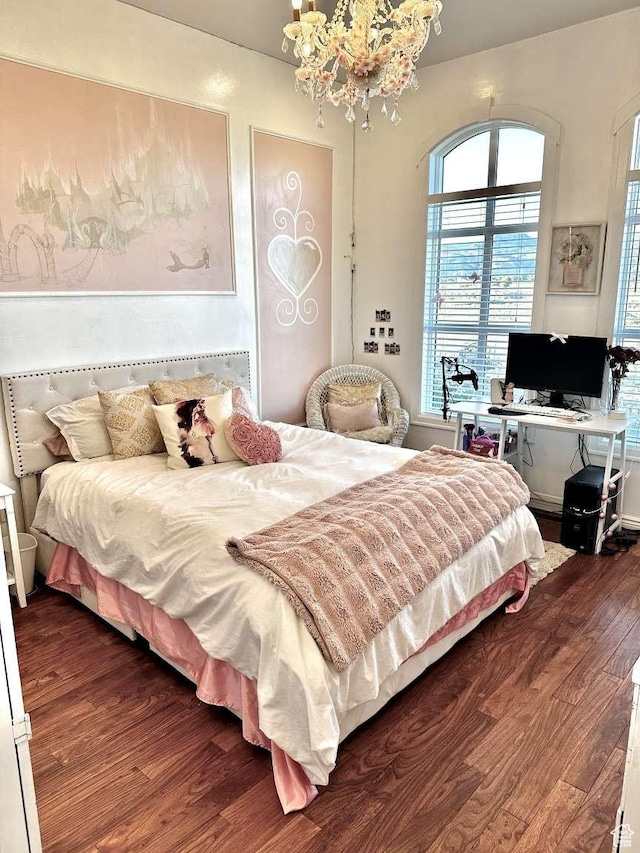 1350 E 600 S, Richfield, UT 84701 - bedroom featuring a chandelier and dark wood finished floors