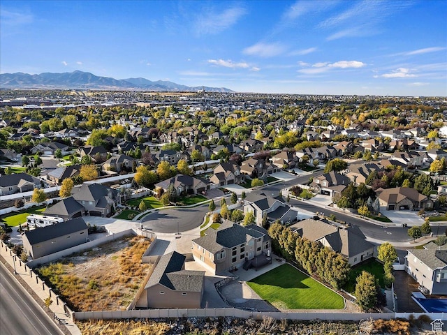 aerial view with a residential view and a mountain view