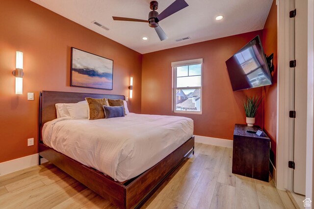 4971 S Cattail Way, Washington, UT 84780 - bedroom with light wood-style floors, recessed lighting, visible vents, and baseboards