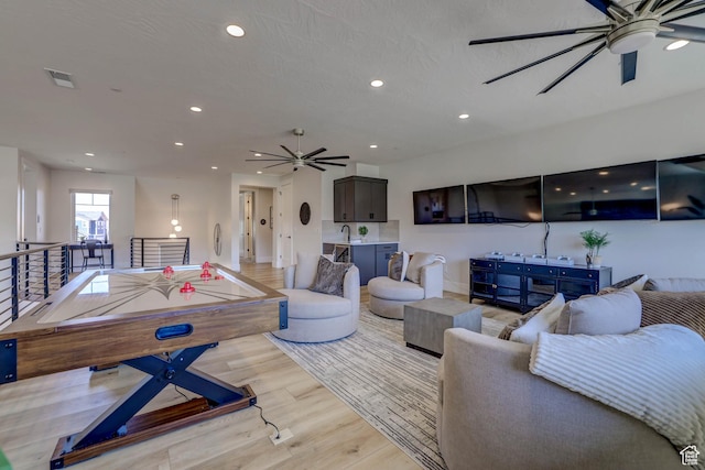 4971 S Cattail Way, Washington, UT 84780 - living area featuring visible vents, a ceiling fan, recessed lighting, and light wood finished floors
